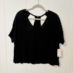 NWT Free People Crescent Moon Jersey Top in Black XS